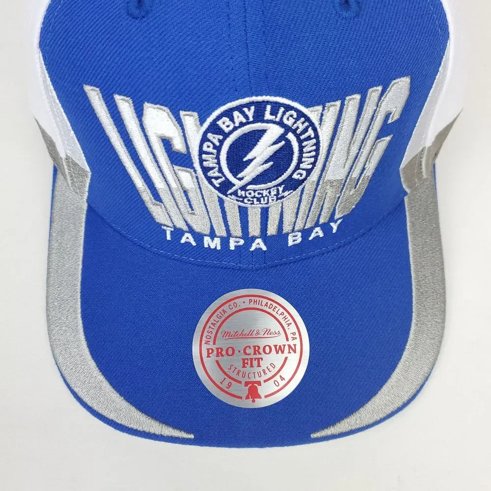 Tampa Bay Lightning Mitchell & Ness NHL Pro Fit Snapback Cap Hat Blue White‎ NWT